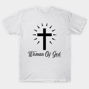 Woman Of God - Roman Catholic Cross - Black - Christian Series 13B T-Shirt